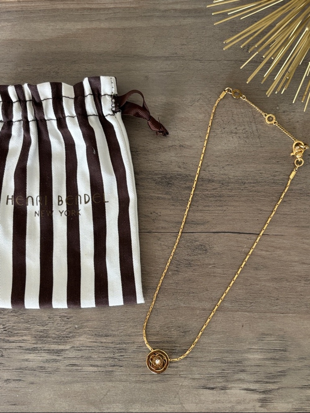 henri bendel Gold Floral Medallion Necklace